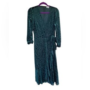 Calvin Klein Green Floral Velvet Dress Size 12